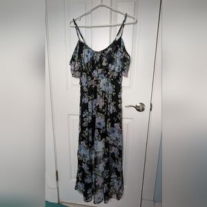 Abercrombie & Fitch | Black Floral Cold Shoulder Maxi Dress | Size S